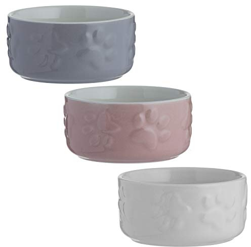 Mason Cash Colour Mix Stoneware Small Pet Bowl, Pack of 1, Randomized Assorted Colours - Cream, Grey, Pink, 8 cm