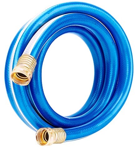 Solution4Patio Short Leader Garden Hose 3/4 in. x 5 ft. -Kink free, No Leaking, Both Female Brass/Aluminum Fittings -Heavy Duty Durable Flexible Lightweight Water Pipe for Household & Commercial -Blue