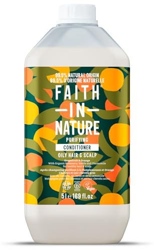 Faith In Nature Natürliches Grapefruit & Orange Conditioner, Reinigend für fettiges Haar & fettige Kopfhaut, Vegan und tierversuchsfrei, Ohne SLS, Silikone oder Parabene, 5 L Nachfüllpack