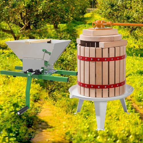 WDDEYYDS Moulin à Fruits et Pressoir à Fruits Presse-Fruits 12 l et Moulin à Fruits en Acier Inoxydable de 7 l Presse-Fruits et Hachoir Catering Fouloir Broyeur Fruits,6LA+7LB