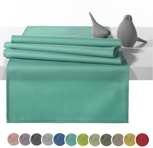 heimtexland Outdoor Tischläufer Garten Tischdecke 45x145 Tischdeko wasserabweisend wetterfest UV-beständig Typ551 Türkis