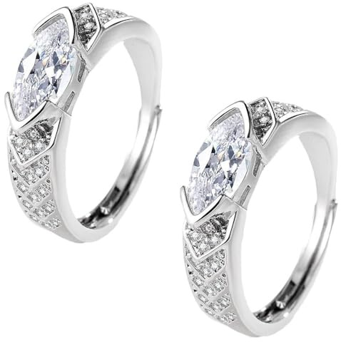 AILYFIRMO Magnetischer lymphatischer Titan-Ionen-Moissanit-Diamantring, Moissanit-Diamantring zum Abnehmen aus Titan, modischer offener Zirkonia-Ring, Geschenke für Damen und Mädchen (2PCS)