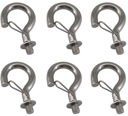 Zerniple Gancho para colgar M6 de acero inoxidable 304 con rosca en el techo, gancho con hebilla de resorte, 6 unidades