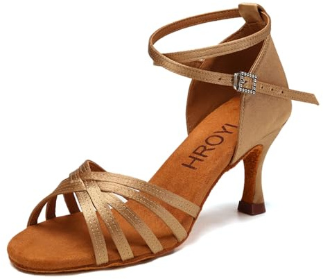 HROYL Zapatos de Baile/Zapatos Latinos de Satén Mujeres ES213