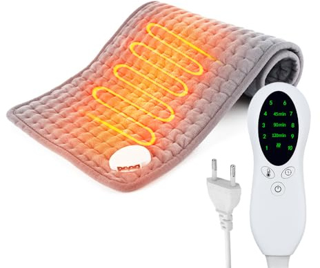 XPJBKC Termoforo Elettrico, 30 × 60 cm Cuscino Riscaldante, Cuscino Riscaldante Elettrico con 10 Impostazioni di Temperatura & 3 Impostazioni di Tempo, Cuscino Termico Elettrico per Schiena, Collo, Sp