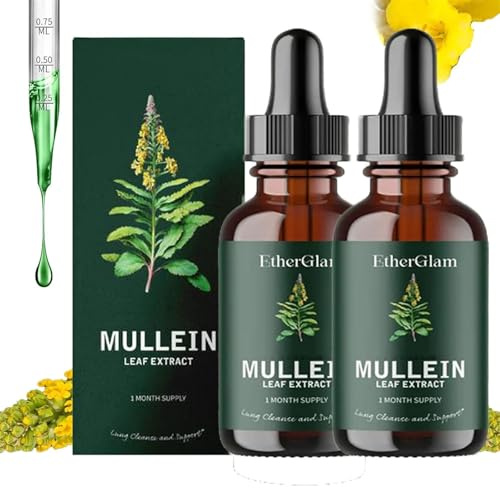 Etherglam – Königskerzenextrakt, Etherglam Königskerzenextrakt, Ether Glam Königskerzenblattextrakt, Königskerzentropfen für die Lunge, hochkonzentrierter flüssiger Königskerzenblattextrakt (2Pcs)
