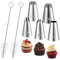 5-Teiliges Edelstahl Tüllen Großes Spritztüllen-Set 304 Edelstahl Spritztüllen mit 2 Reinigungs Bürsten,Russische Spritztüllen Kuchen Dekorations Spitzen für Cupcakes, Kuchen, Kekse und Dekorationen