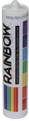Rainbow RAL 9002 Coloured Silicone Sealant Grey White | 300ml | Durable & Anti-Mould | For Kitchen, Bathroom, Showers & Other Sanitary Areas | Nozzle Included