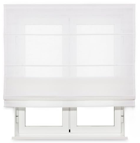 KAATEN - Estor Plegable Loneta a Cordón - Color: Blanco Roto - Medida: 165cm x 175cm - Estores para Ventanas - Fabricado en España