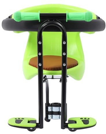 HHEMSTD Child Bike Seat Front Mount, Green Bicycle Baby Safety Seat with Guardrail and Adjustable Pedals, 20KG Load Capacity Suitable for 1-4 Years Old Toddlers Mountain Bike