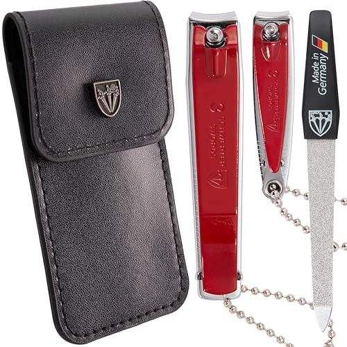 3 Swords Germany - Brand Quality 2 piece Manicure Pedicure Grooming kit Set Finger & Toe Nail Clipper in Synthetic Leather case - Made by 3 Swords (6714)