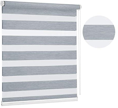 Premium Dark Grey Day and Night Zebra Window Roller blind, 17 width sizes, 200cm drop, 90cm (35.4) Wide