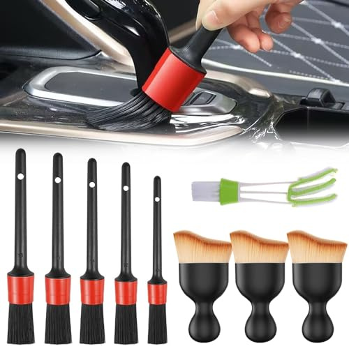 9 Stück Auto Reinigung Pinsel Set, Auto Detailingbürste,Auto Reinigungsbürsten,Reinigung Pinsel Auto,Detaillierungsbürsten Set,Auto Innere Reinigungswerkzeuge Pinsel,Auto Innenreinigung Weiche Bürste