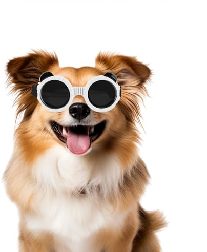 Enjoying Schwimmbrille für kleine Hunde, UV-Schutz, Pudel-Sonnenbrille für kleine Rassen, Winddicht, Motorradbrille, Schneetag, Augenschutz, verstellbare Riemen, Panda-Weiß