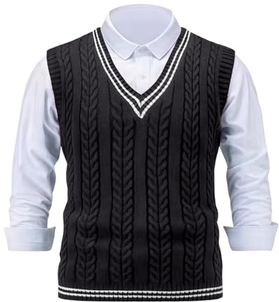 Generisch Gilet d'hiver sans manches pour homme - Col en V - Respirant - Pull - Gilet de pêche - Body Shaper - Gilet de sudation léger - Gilet fonctionnel - Slim fit - Hauts Tops, Noir , M