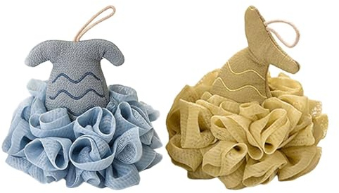 Dusch Kroppstvättssvamp 2-Pack Mesh Duschesvampar Med Seriefigurerade | Rolig Luffa Badpuff För Barn Vuxna Tvätt Rengöring Badrum Hotell Användning