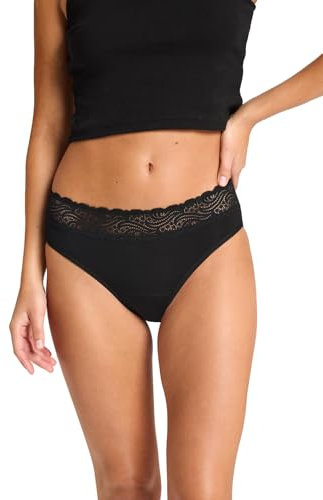 Modibodi Period Pants for Women - Hi-Waist Black Bikini Bottoms - Menstrual Underwear for Light Flow Days