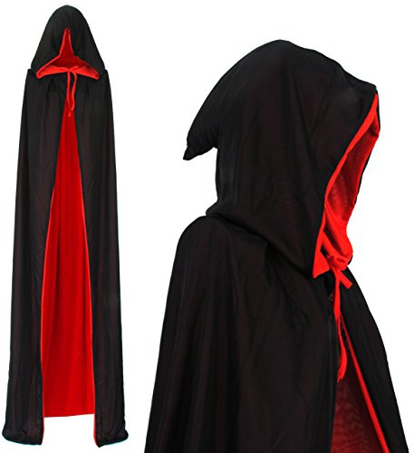 papapanda Vampire Capuche Cape Réversible Noir Rouge pour ou Les Adultes Halloween Dracula Cosplay 170cm de Long, 170cm