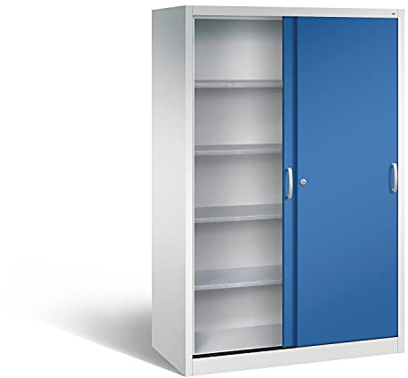 Werkzeugschrank mit Schiebetüren, innen 4 Böden, H1950xB1200xT600mm