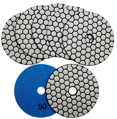 SHDIATOOL Trockene Diamant Polierscheibe 7 Stk. Streugut 50 für Granit Stein Beton Marmor Dia 4 Zoll/100MM