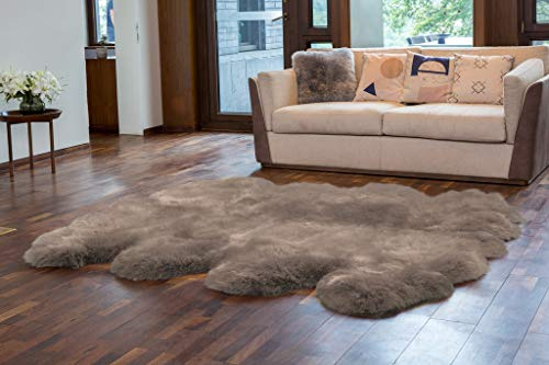 WaySoft - Tappeto in vera pelle di pecora della Nuova Zelanda, per camera da letto, soffice tappeto per soggiorno (1,8 x 2,1 m, colore: Grigio Beige)