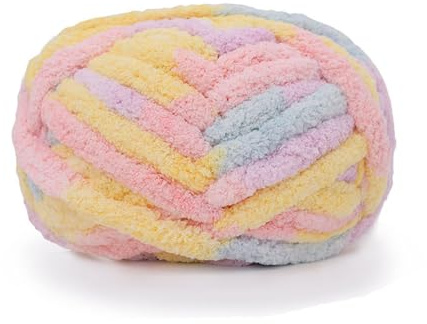 Filato di ciniglia grosso per lavori a maglia a mano, filato super morbido per coperte jumbo (macaron misto)