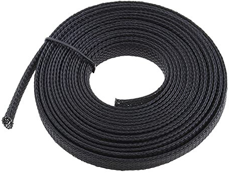 Be In Your Mind 6m Cable Management Sleeve 16-31mm PET Braid Cable Tidy Tube Abrasion Resistance for Computer Network Home and Theater Black