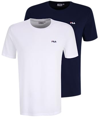 FILA Herren Brod Thee/Dubbel Pack T Shirt, Bright White-medieval Blue, L EU