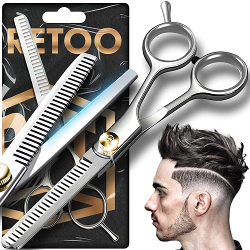 Retoo Forbici da Parrucchiere Professionali, 15,5 cm, in Acciaio Inox per Taglio e Sfoltimento Capelli, per Uomo e Donna