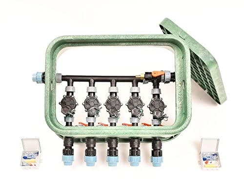 Plug&Rain Ventilbox mit 5 Rain Bird 100-DV Magnetventilen (5 Zonen) für 25 mm PE-Rohr Bewässerung, 24V AC Expert