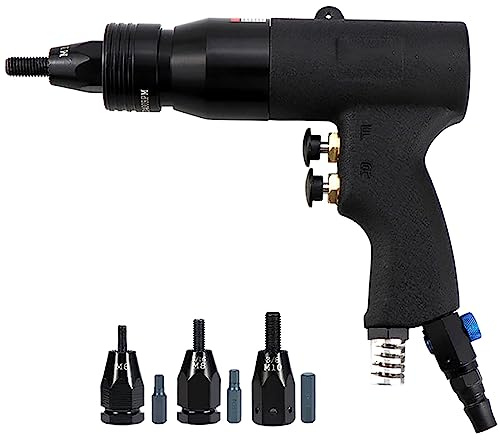 Rivettatrice pneumatica idraulica industriale – Kit di attrezzi Rivnut Premium per M3 M4 M5 M6 M8 M10 M12 – Potente pistola per rivetti ad aria perfetta per rivetti ciechi e dadi piatti – Rivettatrice
