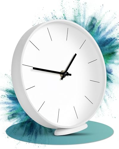 LATENO - Wanduhr ohne Tickgeräusche - 20 cm große Uhr zum Aufhängen & Hinstellen - Geräuschlose Wanduhren als Wohnzimmeruhr Bürouhr Klassenzimmeruhr Küchenuhr u.v.m - Wall Clock - Analoguhr
