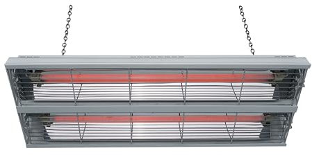 Syner Progetti Lampada riscaldante a sospensione S-LCA Doppia, Riscaldamento a infrarossi, Fungo riscaldante, Stufa elettrica sospensione doppia, Superficie riscaldabile 13mq (2600 W, Bianco)