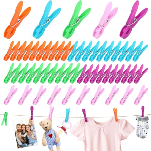 Farnirvana 50 Pezzi Mollette da bucato, Mollette per Bucato Antisegno, Antivento e Antiscivolo, per stendibiancheria o appendiabiti (5 Colori)