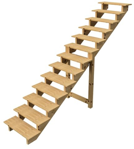Escalera exterior H224cm - 13 escalones de madera D29cm, B80cm SIN actuación