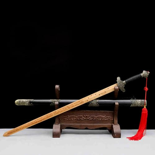 HJHUUA Spade Cinesi in Legno da 102 cm,Spada Tai Chi in bambù Naturale,bokken Fatto a Mano per Allenamento di Arti Marziali,Esposizione,Cosplay,Oggetti di Scena,Regali