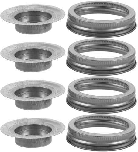ABOOFAN Jar Candle Lid Inserts Set of 4 Stainless Steel Tea Light Holders for Regular Mouth Jars Wedding Centerpiece Home Decor 2.95In
