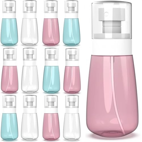 KAHEIGN 12 st sprayflaskor, 100 ml läckagesäkra fina sprayflaskor påfyllningsbar resebehållare för parfymer hudvård smink tonic lotion (3 färger)
