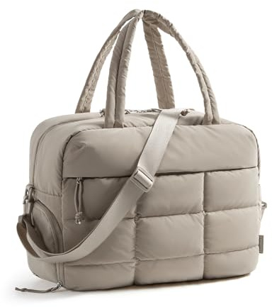 BAGSMART Travel Bag for Ryanair Cabin Bags 40x30x20, 23L Gym Bag with Shoe Compartment, Carry on for Weekend Sport Overnight, Quilted Holdall for Women, Padded Laptop Compartment, Grey Brown