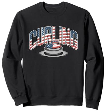 Bandera Americana Curling Camiseta Rizador Piedra Deslizante Sudadera