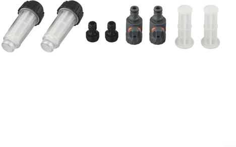 Juego de 2 filtros de manguera de jardín para caravana, adaptadores enchufables de 1/2 pulgada 3/4 pulgadas, válvulas reguladoras personalizan el flujo de agua, 15 impurezas eficientes de tela, yate