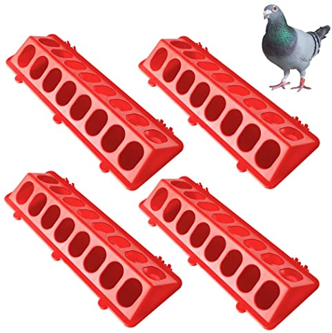 4 Pcs Pigeon Feeder Flip Top for Quails, Ducklings, Birds and Ducks, Multihole Design, Easy to Add Feed and Clean, PP Material, Helps Reduce Spill and Feed Waste