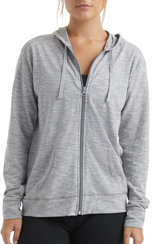 Hanes womens Slub Jersey Hoodie Shirt, Dada Gray Pe Heather, Small US