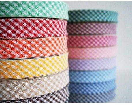 Byetsa Schrägband Vichy, 18 mm breit, 25 m Rolle, 16 Farben (Farbe 35, Polyester/Baumwolle)