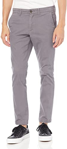 Amazon Essentials Men's Skinny-Fit Broken-in Chino Pant Pants, -Dark Grey, 29W x 30L