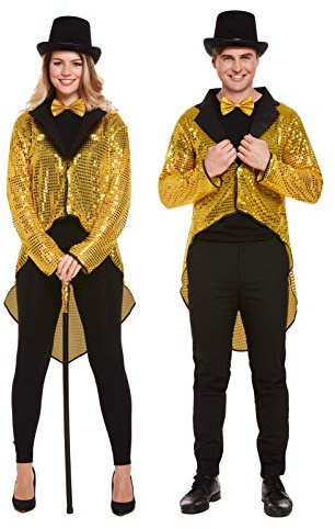 labreeze Unisex Gold Sequin Tailcoat Adults ringmaster circus Showman Costume Jacket