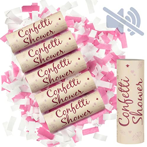 WeddingTree 6 x Tubi Coriandoli Senza Botto - Ideale per Promessa di Matrimonio - Divertimento Colorato con la Spara Coriandoli Compleanno - Sparacoriandoli Laurea da Decorazione