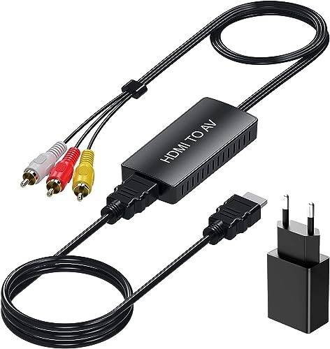 DIGITNOW! HDMI auf RCA Adapter mit HDMI Kabel,Konverter HDMI auf Chinch,HDMI zu AV Video Audio Adapter Composite to PAL/NTSC für PS1, PS2, PS3, Ninten 64, STB, VHS, BlueRay DVD Player