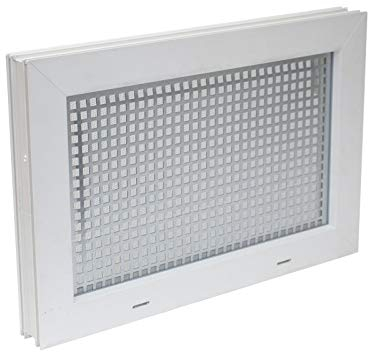 Kellerfenster 80 x 50 cm mit Isolierglas 3.3 mit Schutzgitter, montierter Insektenschutz, 4 Fensterbauschrauben, 10 Montagekeile, 1 Wasserwaage