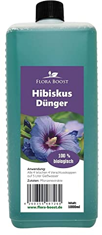 Konfitee Hibiskus Dünger Flora Boost 1000ml I Für bis zu 200L Gießwasser I Blumendünger für Hibiskus Pflanzen I Flüssiger Blatt- & Wurzeldünger I 100% natürlicher Pflanzendünger